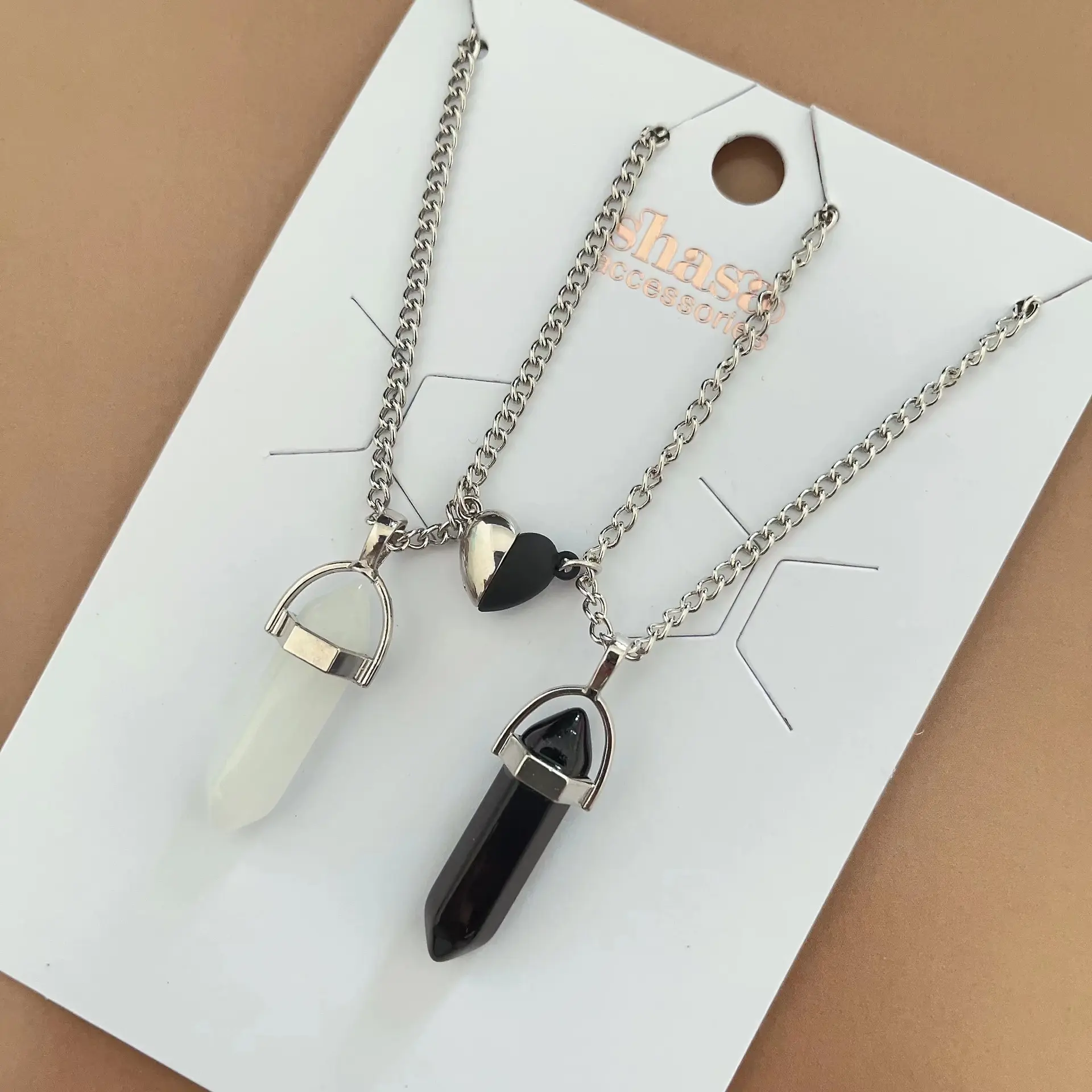 Colorful Geometric Hexagon Crystal Pendant Necklace for Couples Fashion Matching Jewelry Gift for Friends And Lovers