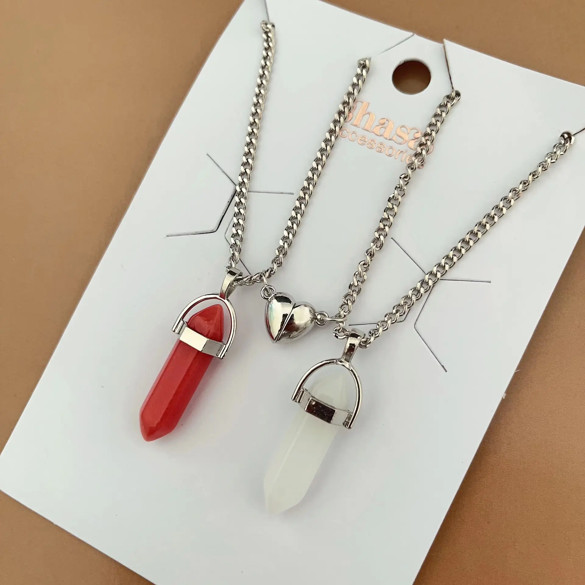 Colorful Geometric Hexagon Crystal Pendant Necklace for Couples Fashion Matching Jewelry Gift for Friends And Lovers