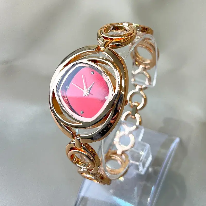 Luxury Classic Golden Watch Women Fashion Women Wristwatches Relojs Para Mujer Alloy Strap Round Rhinestone Dail Quartz Watches