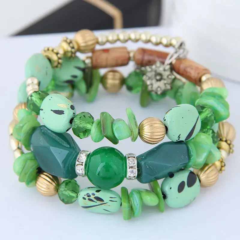 Vintage Resin Stone Charm Bracelets for Women Pulsera Ethnic Multilayer Beads Stone Bracelet Bohemian Jewelry Gifts 2025