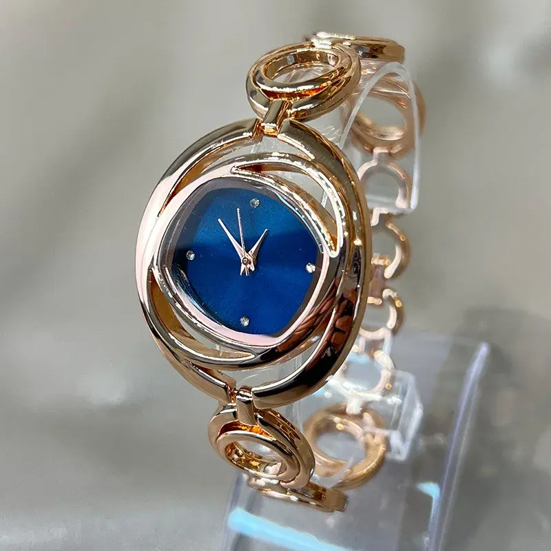 Luxury Classic Golden Watch Women Fashion Women Wristwatches Relojs Para Mujer Alloy Strap Round Rhinestone Dail Quartz Watches