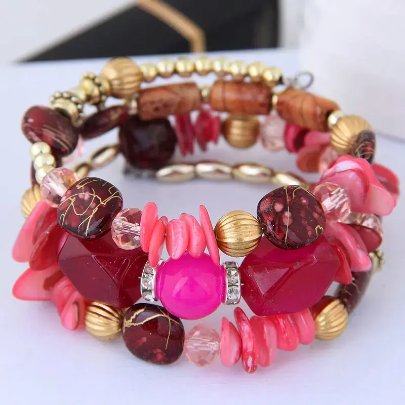 Vintage Resin Stone Charm Bracelets for Women Pulsera Ethnic Multilayer Beads Stone Bracelet Bohemian Jewelry Gifts 2025
