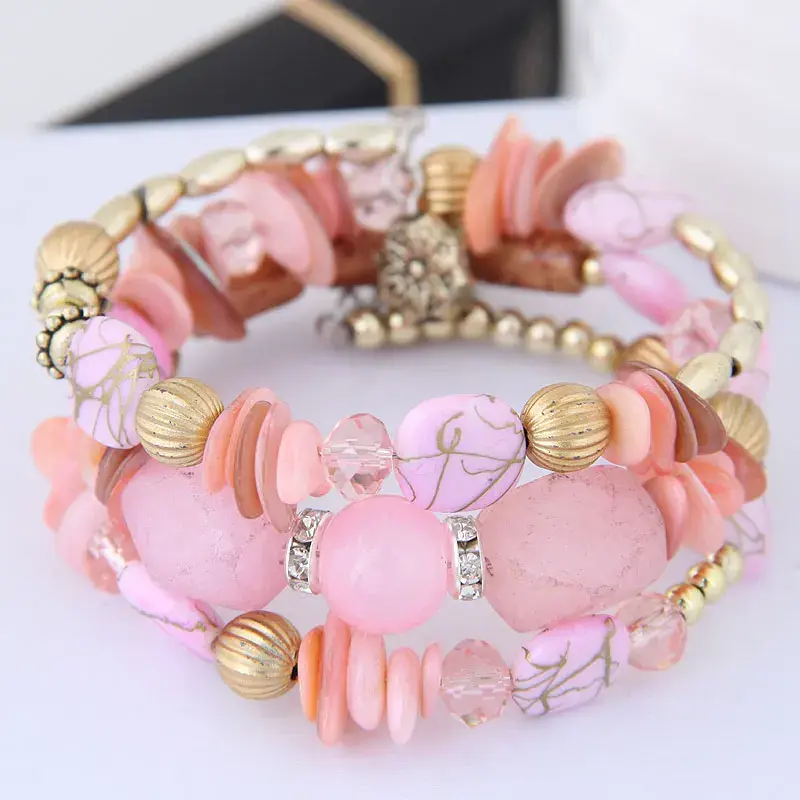 Vintage Resin Stone Charm Bracelets for Women Pulsera Ethnic Multilayer Beads Stone Bracelet Bohemian Jewelry Gifts 2025