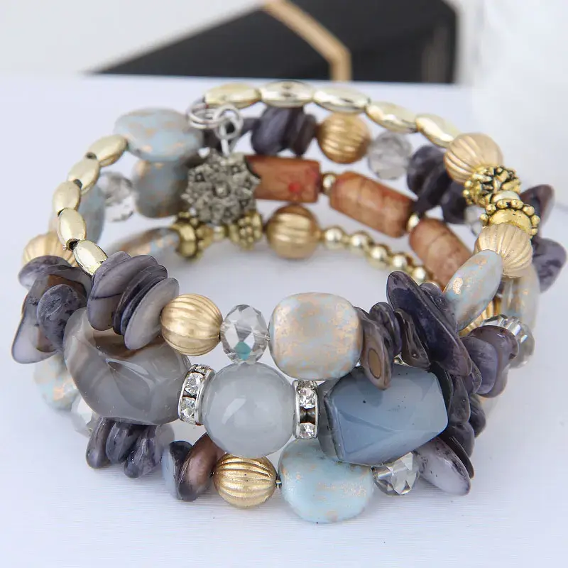 Vintage Resin Stone Charm Bracelets for Women Pulsera Ethnic Multilayer Beads Stone Bracelet Bohemian Jewelry Gifts 2025