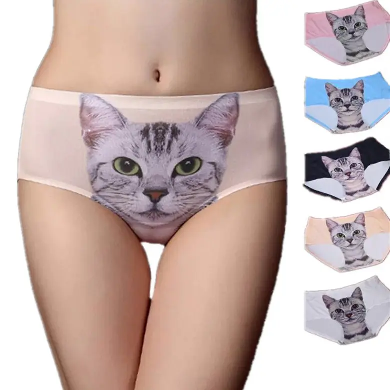 Womens 3d Print Cats PantyPrinting Panties Underwear Cotton Briefs Panty Trousers Sexy Lingerie Intimates Briefs Shorts Underpan