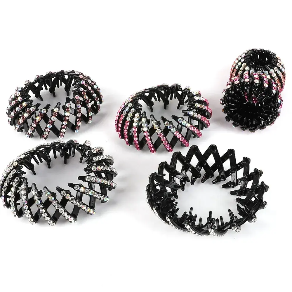 Women Hair Clips Crystal Bird Nest Hair Claw Bun Maker Hairgrip Hairpins Girls Ponytail Holder Clamps Headwear Hair Accessories