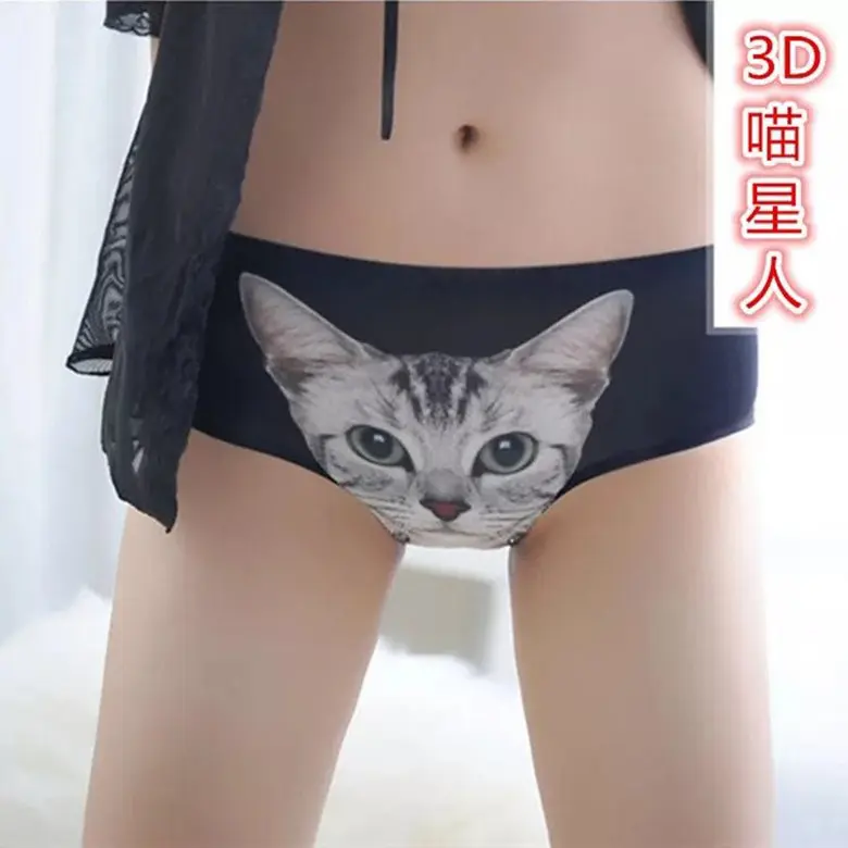 Womens 3d Print Cats PantyPrinting Panties Underwear Cotton Briefs Panty Trousers Sexy Lingerie Intimates Briefs Shorts Underpan