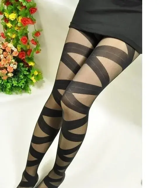 New Sexy Skinny Women Stockings Fashion Goth Rocker Cross Bandage Straps Pants Pantyhose Tights Stockings Wholesale Drop Ship