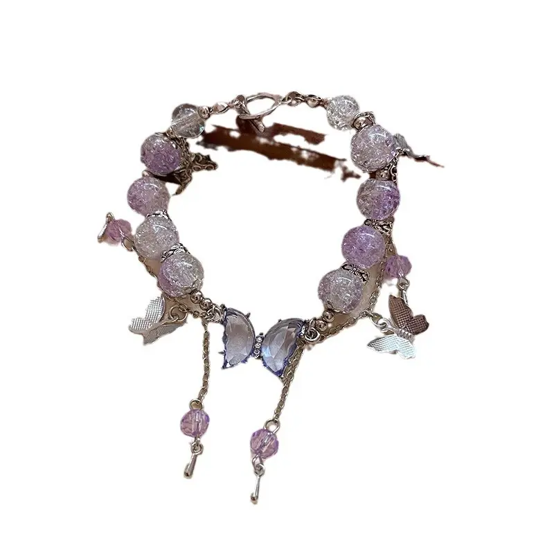Luxury Purple Zircon Star Planet Chain Bracelet for Women Fashion Crystal Opal Beaded Bracelet Jewelry Accessories Party Gift