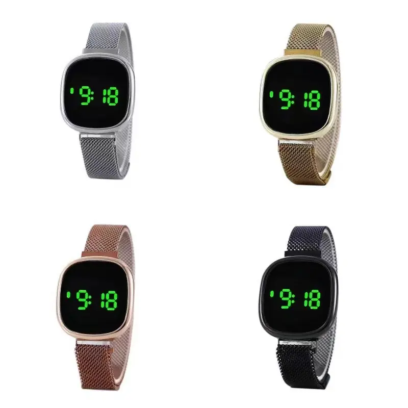 Simple and Versatile Children's Watch Fashionable Square Mesh with LED Men's and Women's Electronic Watch Student Holiday Gift