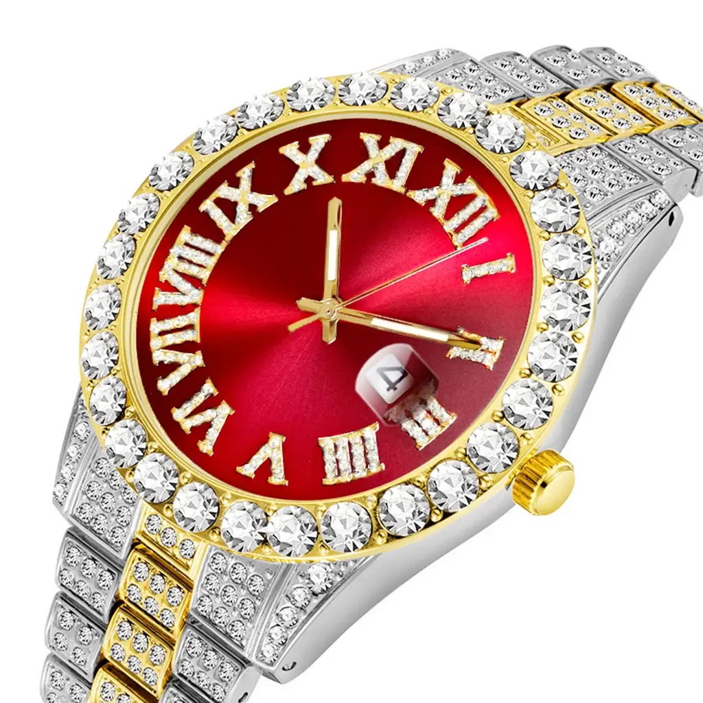 Iced Out Watch Men Luxury Brand Full Diamond Mens Watches AAA CZ Quartz Men's Watch Waterproof Hip Hop Male Clock Gift for Men
