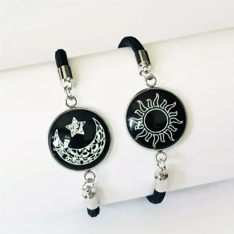 2Pcs/Set Valentine Day Bracelet Sun Moon Couple Braslet Unfading Adjustable Good Luck Red Thread Braclet for Lovers Joias 2025