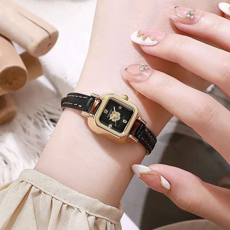 Simple Women's Watch Casual Fashion Flower Dial Thin Leather Belt Quartz Wristwatch Relojes Para Mujer Clock Dropshipping