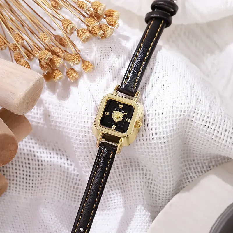 Simple Women's Watch Casual Fashion Flower Dial Thin Leather Belt Quartz Wristwatch Relojes Para Mujer Clock Dropshipping