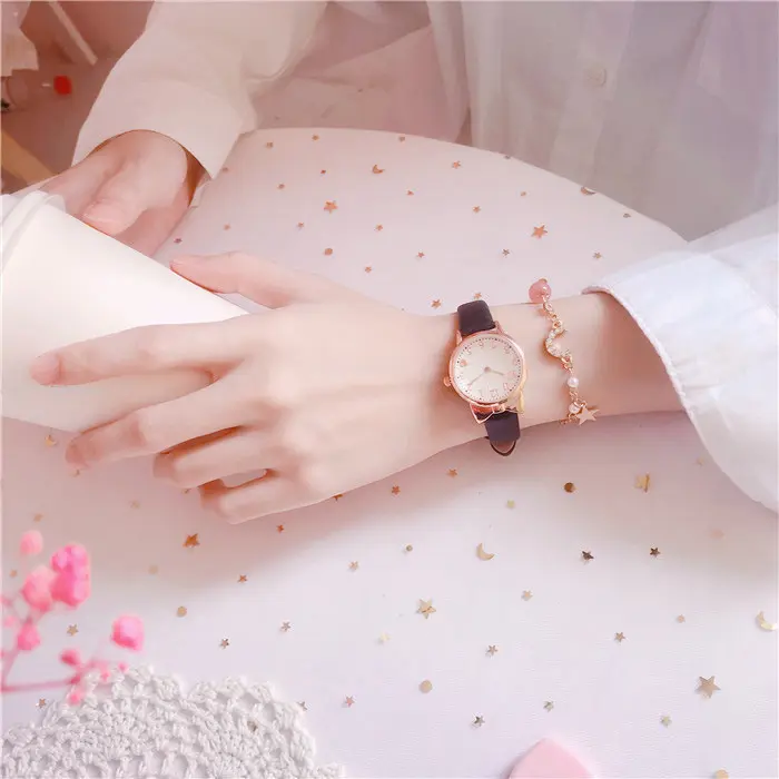 2025 Fashion Kids Love Digital Dial Children Set Watch Leather Strap Quartz Watches Kid Girls Clock Watch Bracelet Set Gift