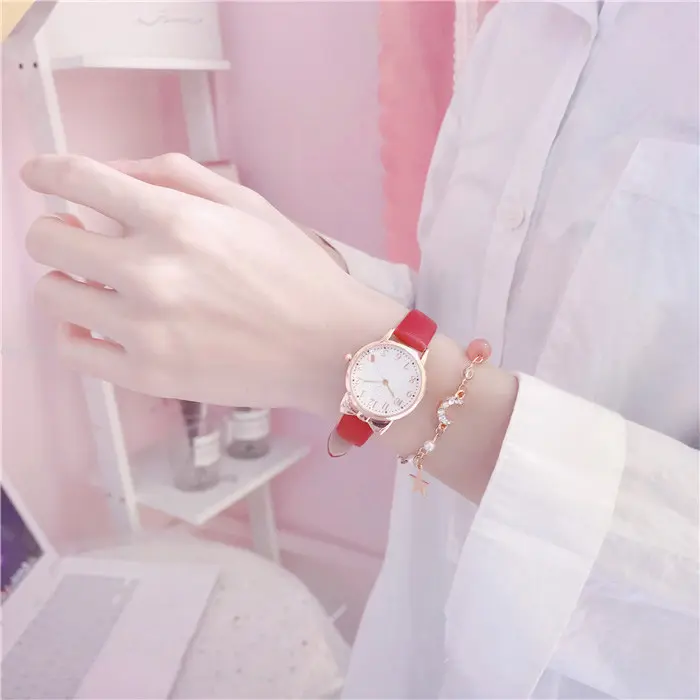 2025 Fashion Kids Love Digital Dial Children Set Watch Leather Strap Quartz Watches Kid Girls Clock Watch Bracelet Set Gift