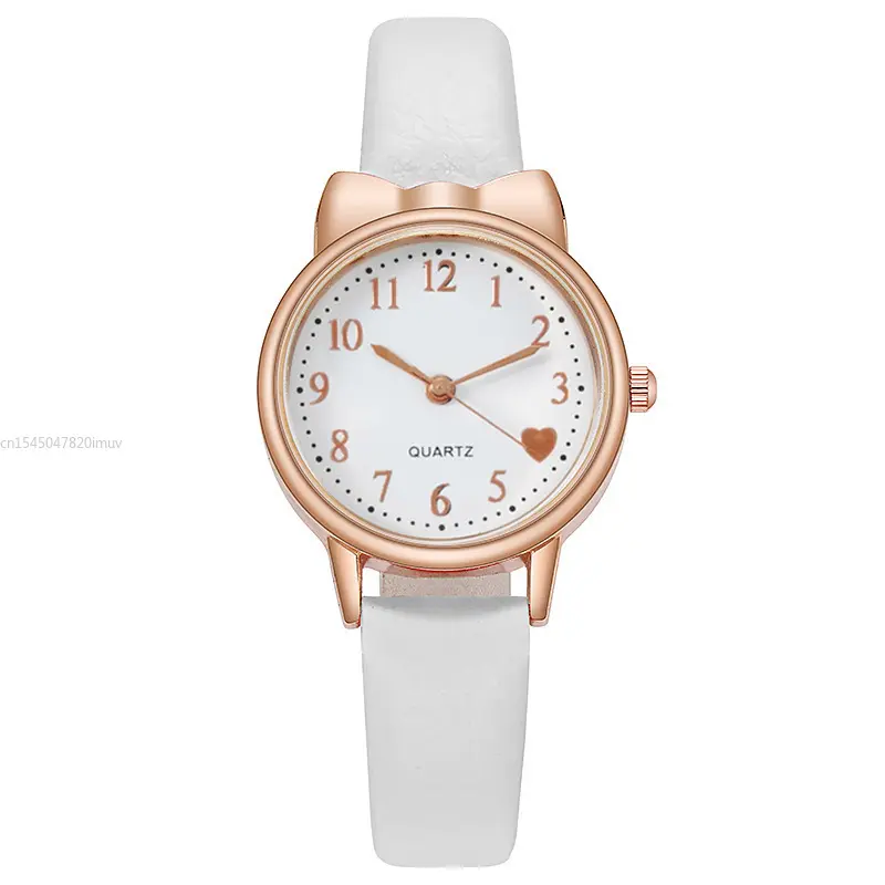 2025 Fashion Kids Love Digital Dial Children Set Watch Leather Strap Quartz Watches Kid Girls Clock Watch Bracelet Set Gift