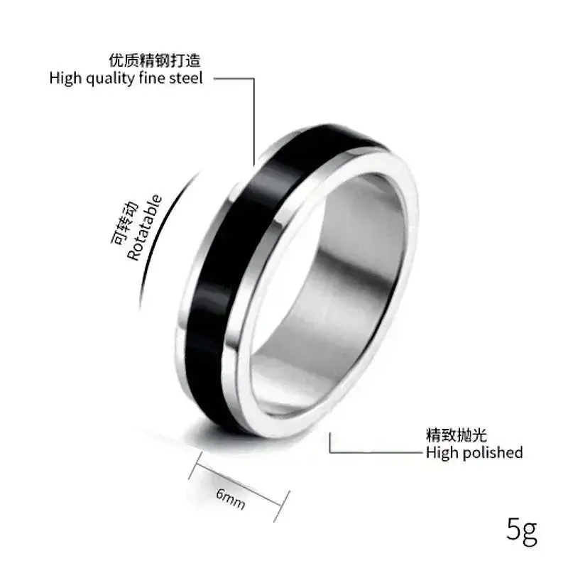 Anxiety Ring Fidget Spinner Rings for Women Stainless Steel Rings Fidgets Rotate Freely Anti Stress Accessories Men's Jewelry