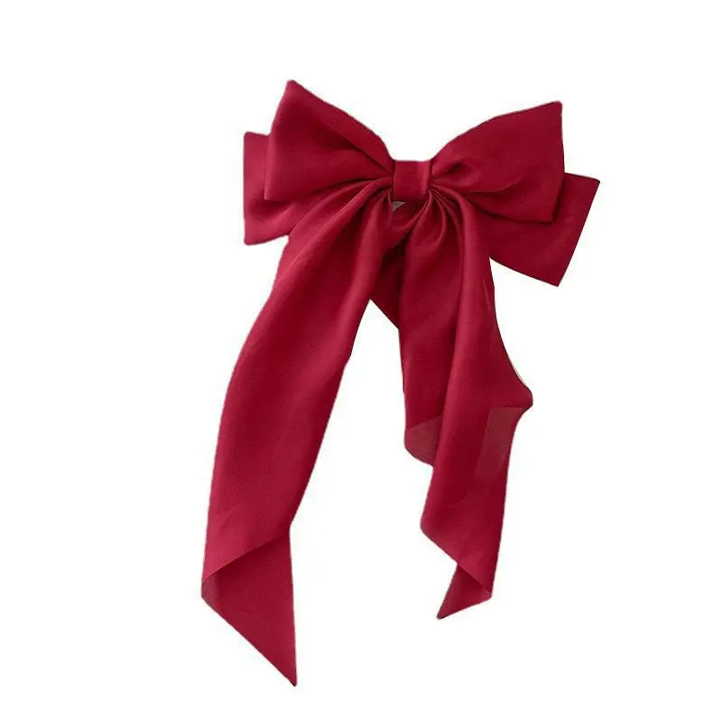 Elegant Solid Large Bow Ribbon Hair Clip for Women Girl Sweet Headbands Soft Satin Hairpin Hairgrip Fashion Hair Accessories