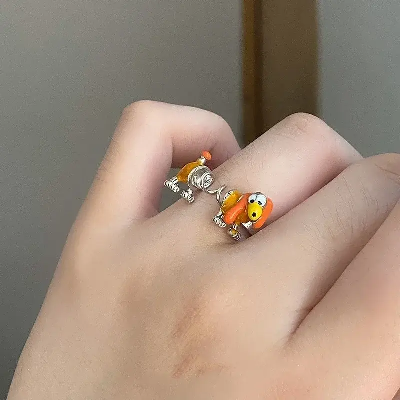 Adjustable Cute Dog Open Ring Unisex Alloy Electroplated Fashion Personality All-match Men's Spring Accessory