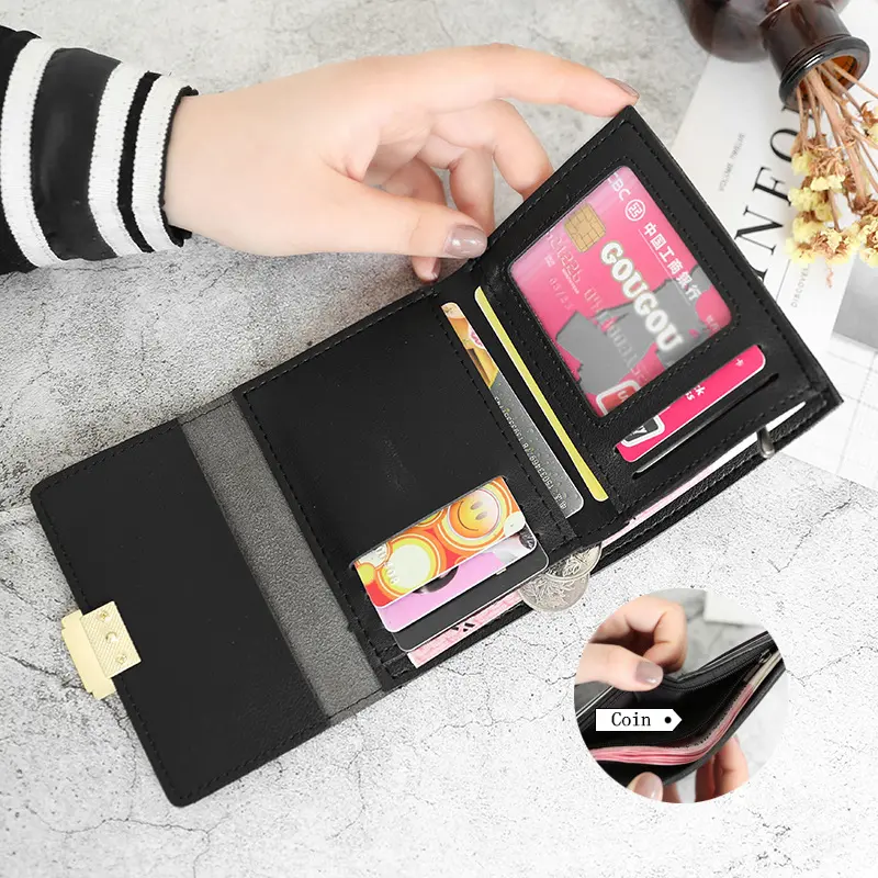 2023 Leather Women Wallets Hasp Lady Money Bags Zipper Coin Purse Woman Short Wallet Money ID Card Holder Bags Purses Pocket