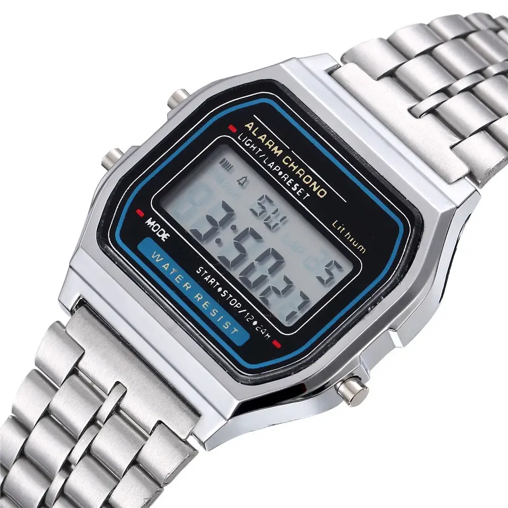 New Women Men Unisex Watch Gold Black Vintage LED Digital Sports Military Wristwatches LED Electronic Digital Present Gift Male
