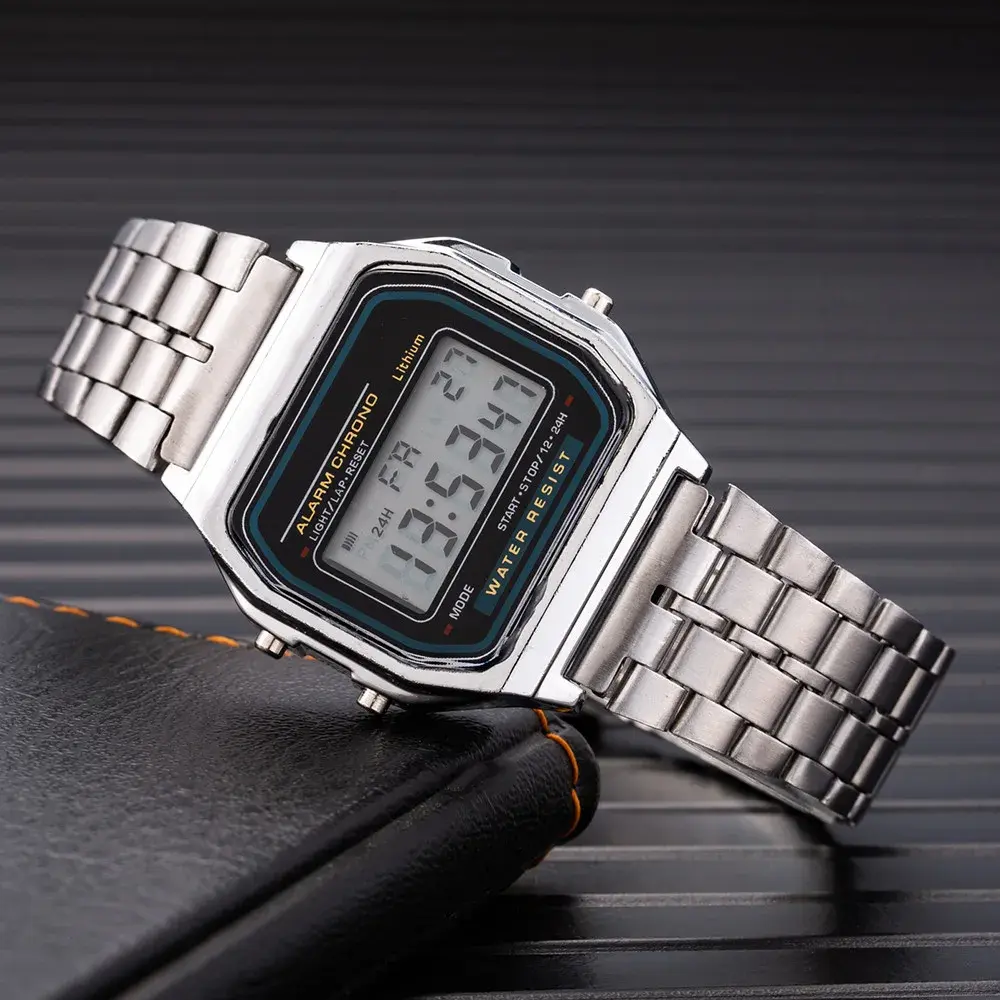 New Women Men Unisex Watch Gold Black Vintage LED Digital Sports Military Wristwatches LED Electronic Digital Present Gift Male