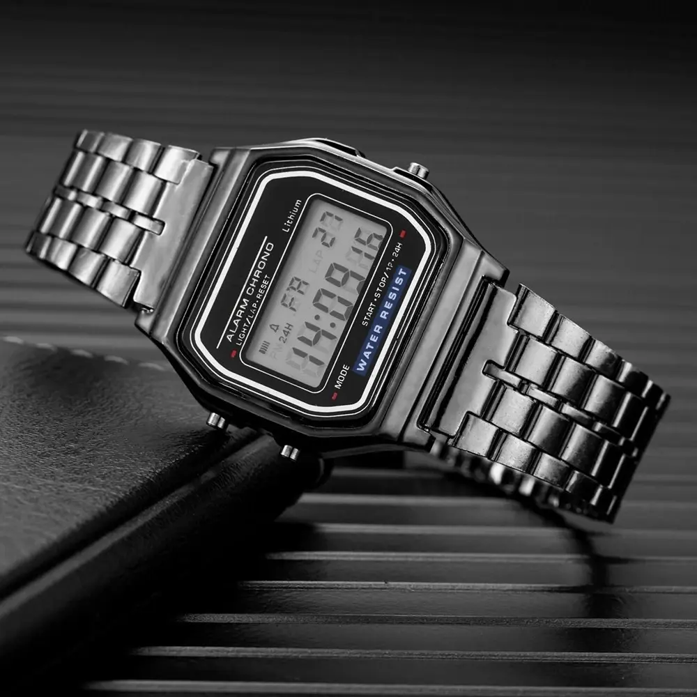 New Women Men Unisex Watch Gold Black Vintage LED Digital Sports Military Wristwatches LED Electronic Digital Present Gift Male