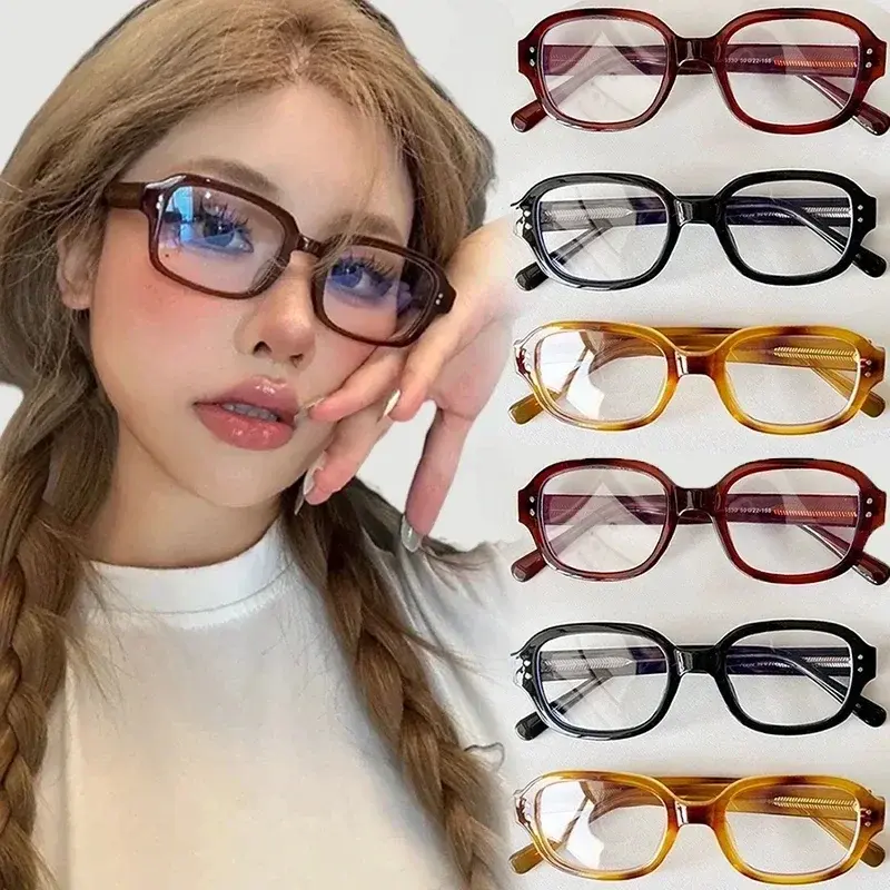 Retro Korean Anti Blue Light Glasses Frame Men Women Ins Y2K Clear Lens Computer Eyeglasses Square Eyewear Decorative Goggles