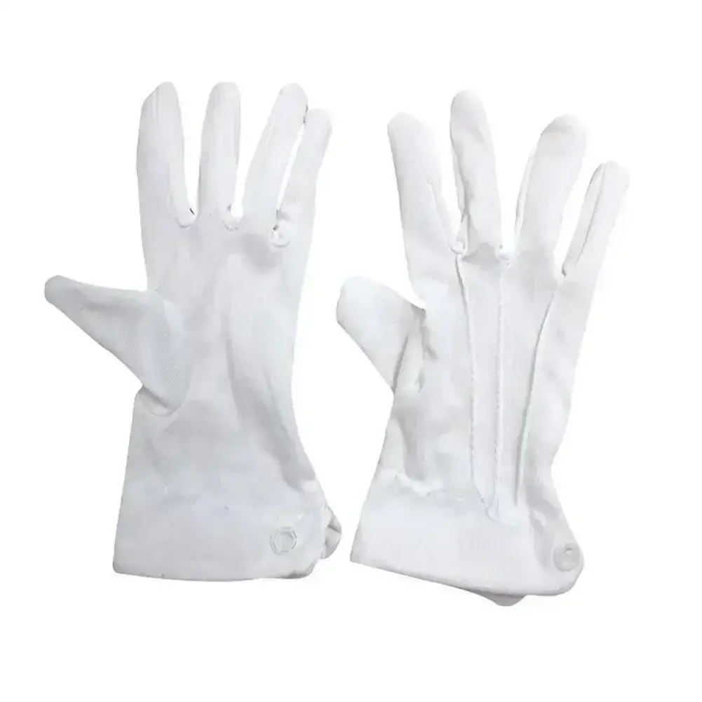 Nylon Formal Tuxedo Gloves - Guard Parade Gloves for Men and Women, White Cotton Marching Band Dress Gloves 1 Pair