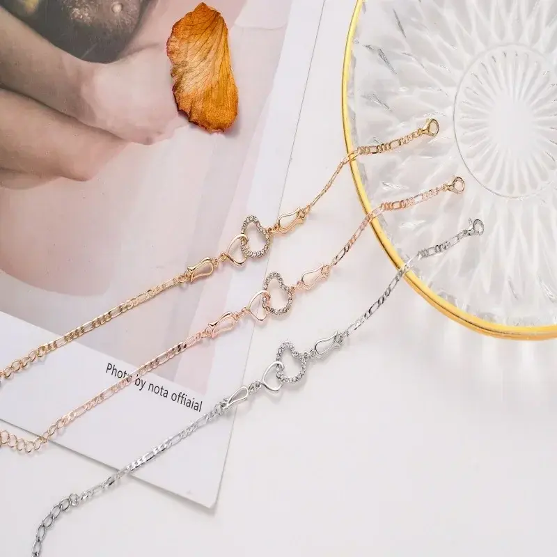 Classic Stainless Steel Chain Double Heart Love Anklet Bracelet Fashion Trendy Charm Bracelets Women Fashion Party Jewelry Gift