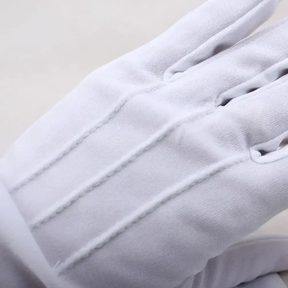 Nylon Formal Tuxedo Gloves - Guard Parade Gloves for Men and Women, White Cotton Marching Band Dress Gloves 1 Pair
