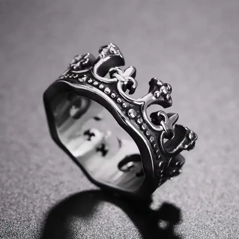 Classic Retro Crown King Ring Men Fashion Punk Simple Biker Ring for Men Women's Party Charm Accessories Decoration  Wholesale