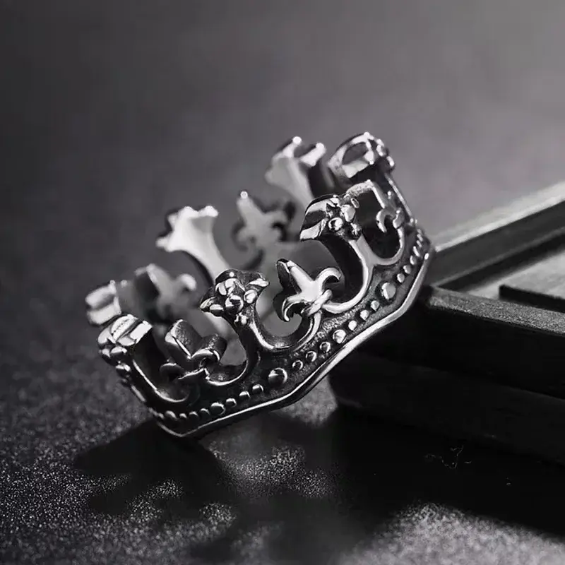 Classic Retro Crown King Ring Men Fashion Punk Simple Biker Ring for Men Women's Party Charm Accessories Decoration  Wholesale