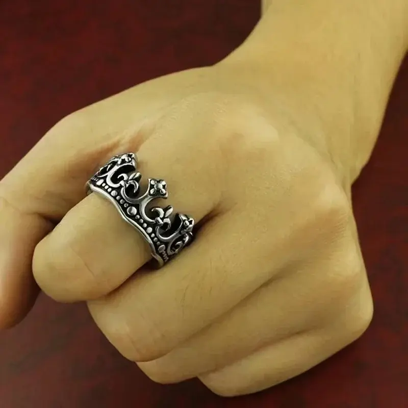 Classic Retro Crown King Ring Men Fashion Punk Simple Biker Ring for Men Women's Party Charm Accessories Decoration  Wholesale