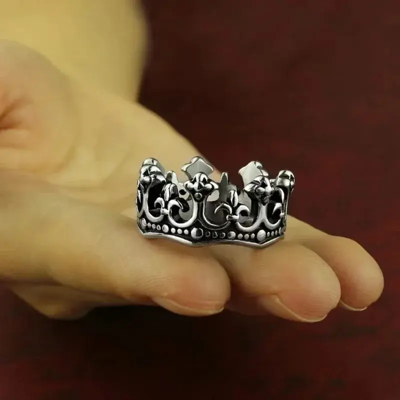 Classic Retro Crown King Ring Men Fashion Punk Simple Biker Ring for Men Women's Party Charm Accessories Decoration  Wholesale