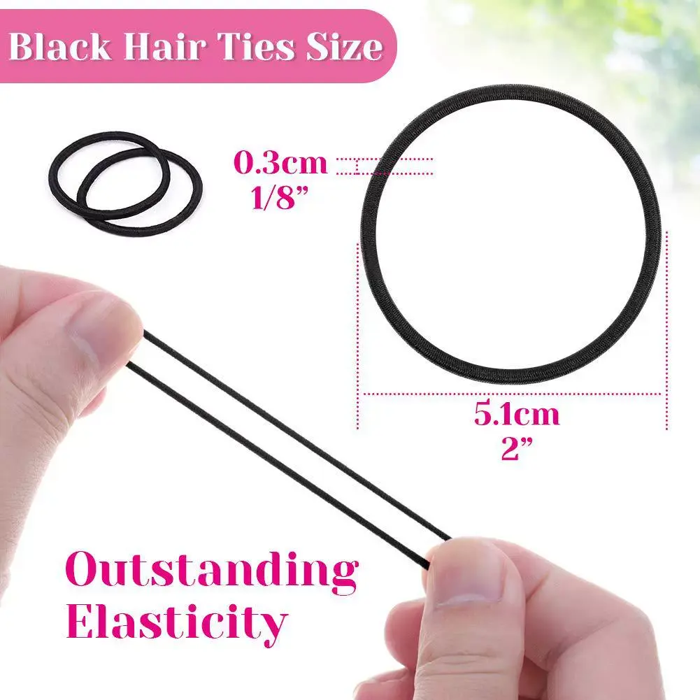 10/30/50pcs 3MM Black Small Hair Ties Elastic Hair Ties Ring Ponytail Holders for DIY Women Man Thick Curly Headband Accessories