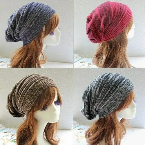 Men and Women Hat Mixed Color Cotton Striped Hip Hop Winter Warm Hat Scarf Beanies Knit Long Loose Hat Gorro Headdress 2022
