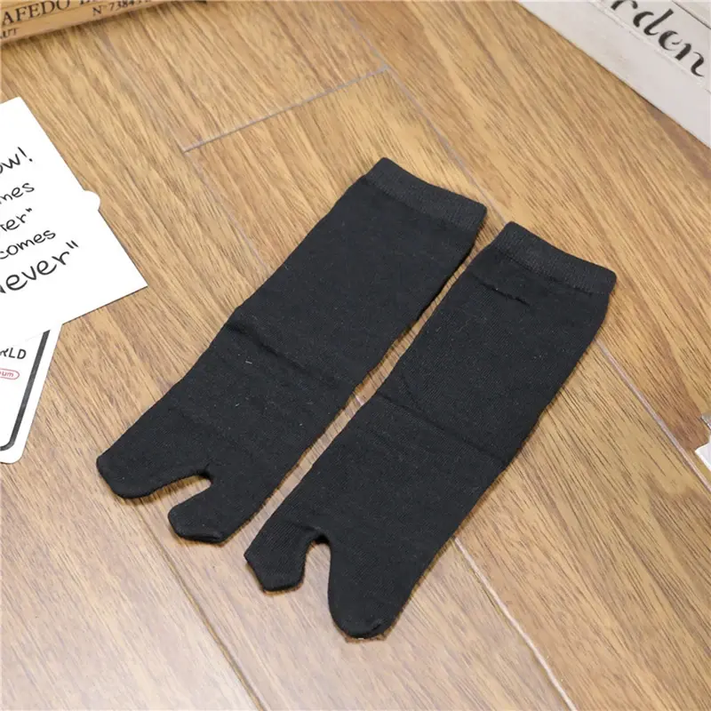 Bamboo  Japanese Men and Women Summer Fiber Two Finger Socks Black Kimono Flip Flop Sandal Split Ninjia White Tabi Toe Socks