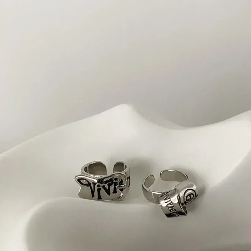 Personalized Girls' Open Ring Korean Version Retro Trend English Letter Versatile Y2k Accessories Party Jewelry Gifts 1/2pc