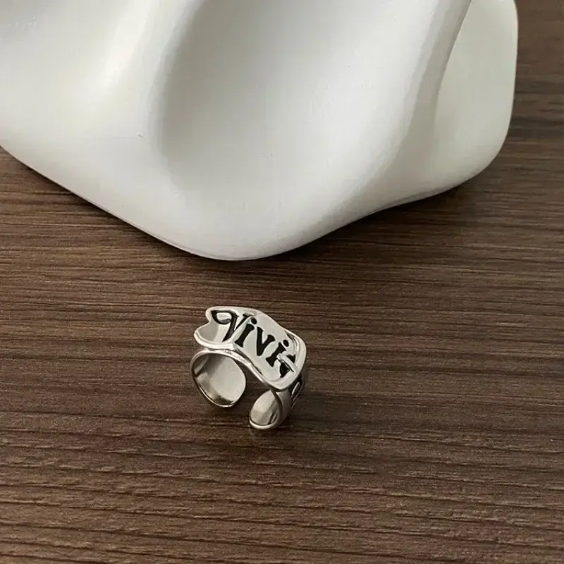 Personalized Girls' Open Ring Korean Version Retro Trend English Letter Versatile Y2k Accessories Party Jewelry Gifts 1/2pc
