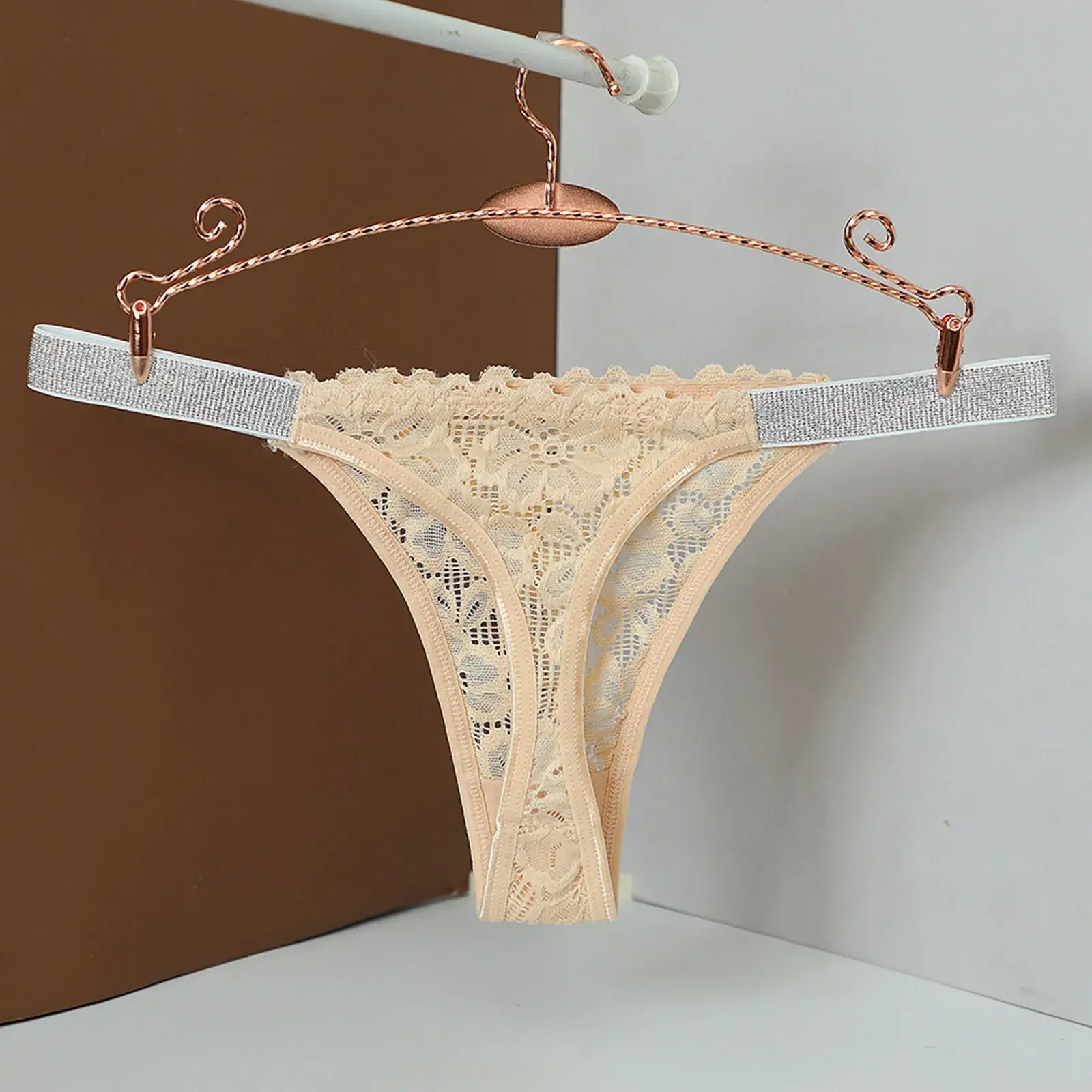 Sexy Lingerie Undies Mid Waist Sexy Solid Color Lace Thong Peach Panties Thong Panties Woman'S Underwear Стринги Женские