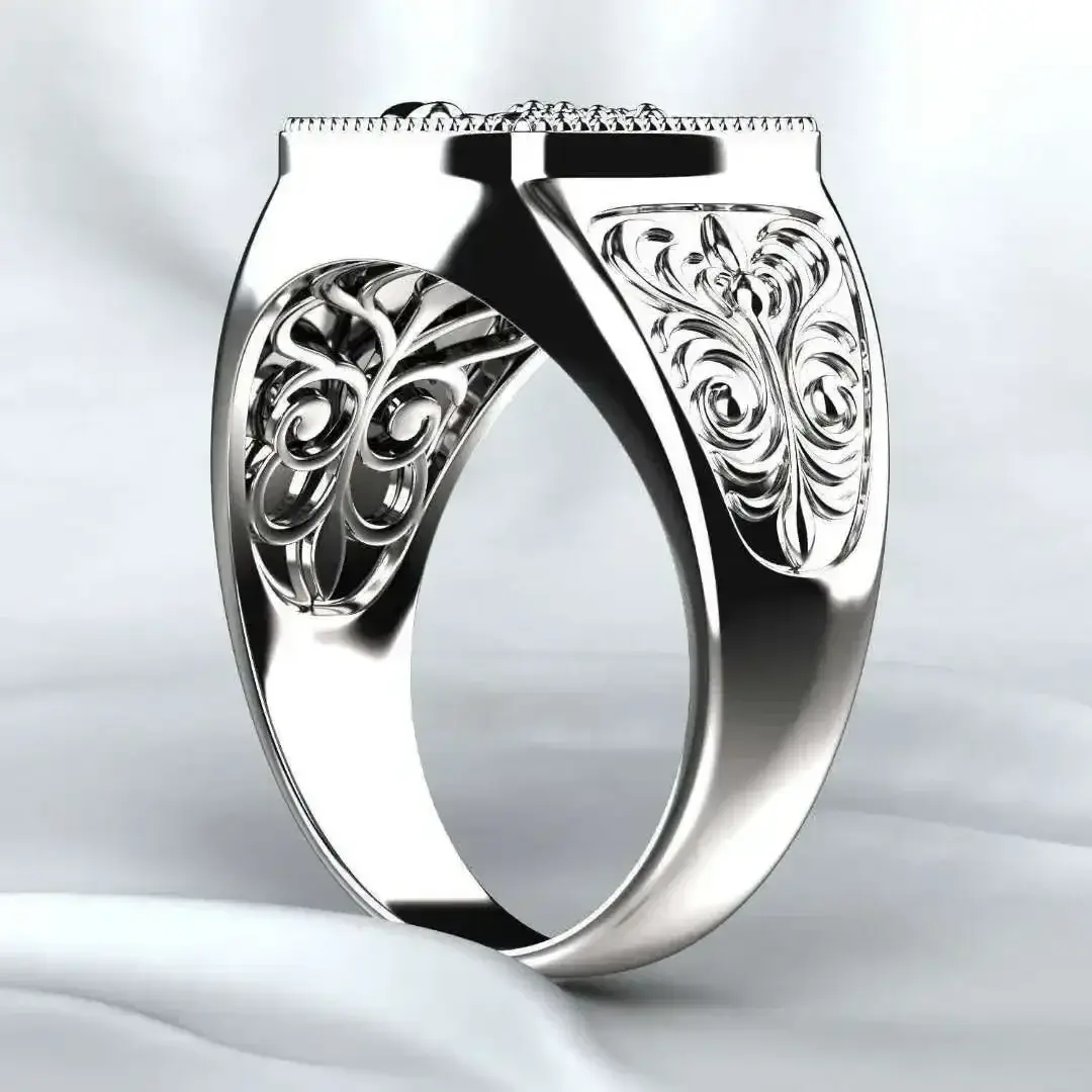 Unisex Viking Nordic Mythology Giant Wolf Ring - Fashion Hip Hop Rock Style Defense Totem Punk Finger Accessory for Men