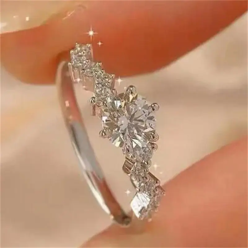 Luxury Zircon Rings for Women Opening Adjustable Weave Rhinestone Ring Korean Engagement Wedding Jewelry Fashion Girlfriend Gift