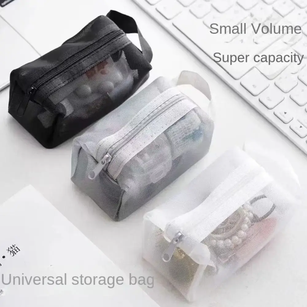 Multipurpose Breathable Square Mesh Storage Pouch Lightweight Mini Wash Bag Mini Zipper Coin Purse Large Capacity Key Bags