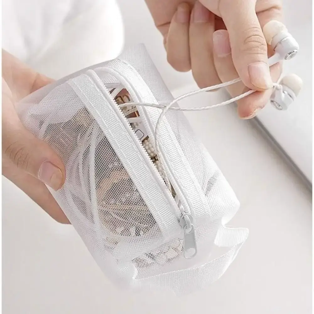 Multipurpose Breathable Square Mesh Storage Pouch Lightweight Mini Wash Bag Mini Zipper Coin Purse Large Capacity Key Bags