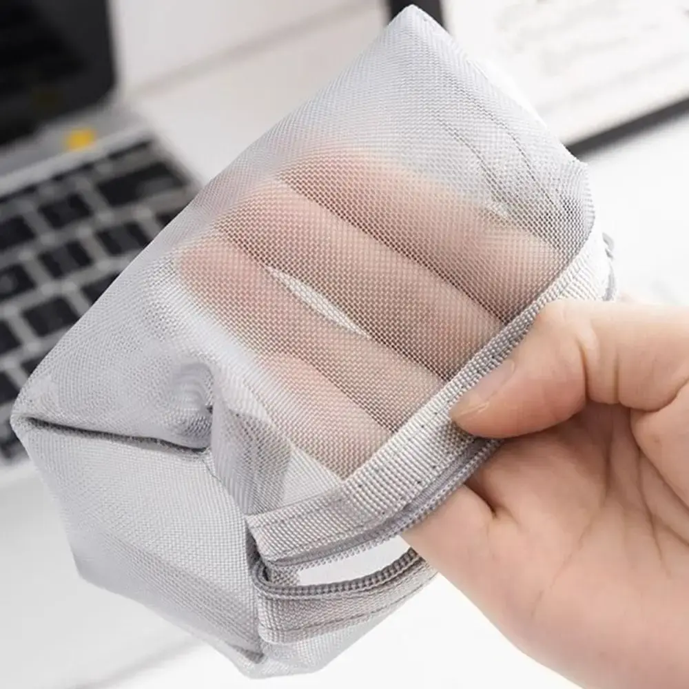 Multipurpose Breathable Square Mesh Storage Pouch Lightweight Mini Wash Bag Mini Zipper Coin Purse Large Capacity Key Bags