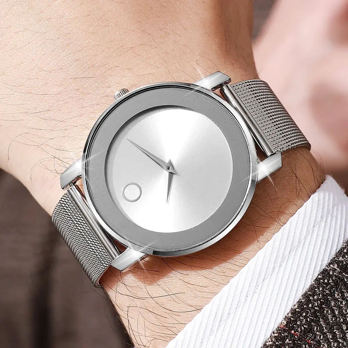 New Men Business Watches Luxury Men Steel Mesh Band Watch Fashion Quartz Watches Man Clock Relogio Masculino Reloj Hombre