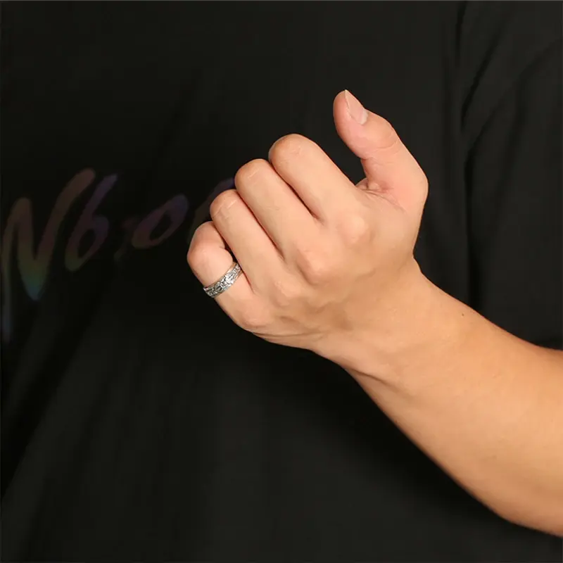 Silver-Plated Retro Open Adjustable Ring for Men Fashion Trend Cool Stainless Steel Jewelry Personalized Accessory