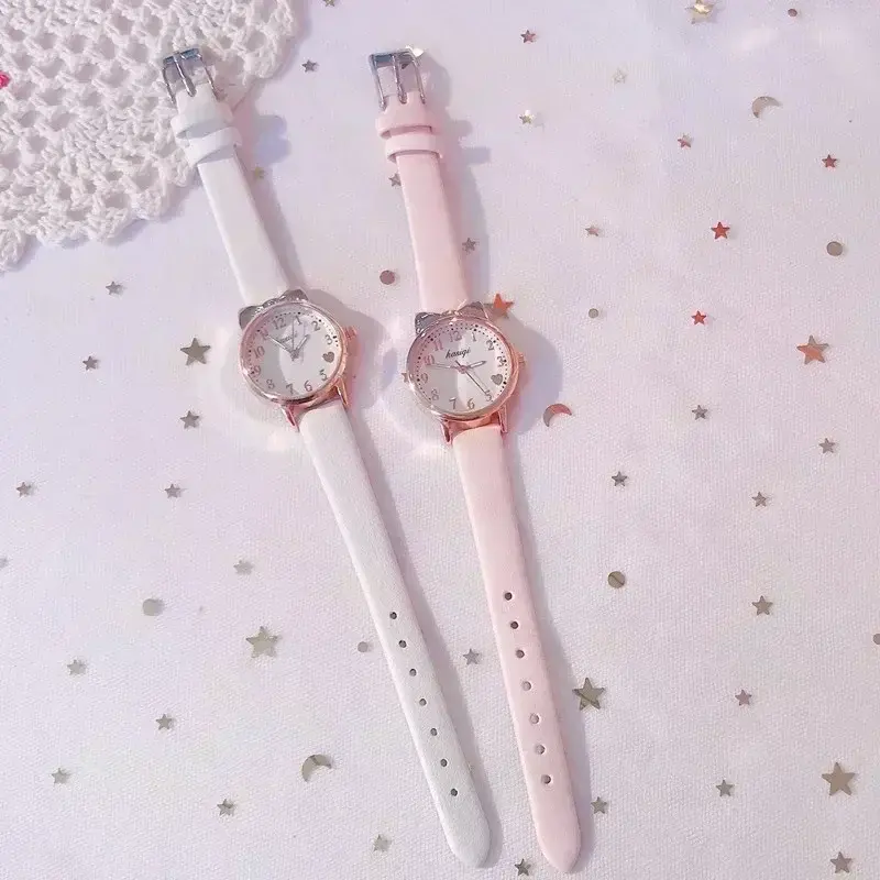 2025 Fashion Kids Love Digital Dial Children Set Watch Leather Strap Quartz Watches Kid Girls Clock Children's Watch + Bracelet